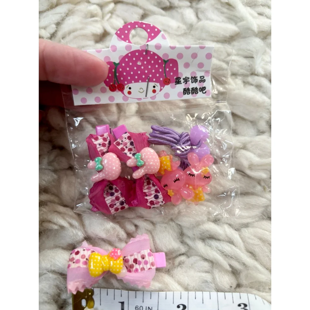 Girls Unbranded Hair Accessories Set Pink Yellow mini Bows Clips